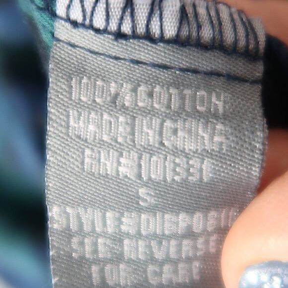 CHARLOTTE RUSSE BLUE & GREEN COTTON PLAID BUTTON DOWN LONG SLEEVE SHIRT SIZE S - Picture 3 of 9